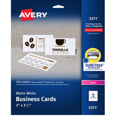 Avery Printable Business Cards, Laser Printers, 250 Cards