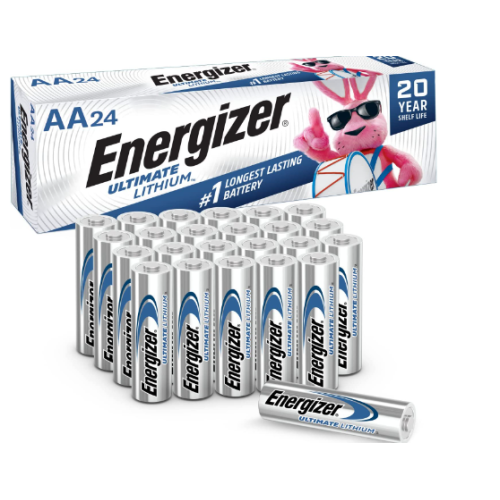 Ultimate Lithium Double A Battery, 24 Count Energizer AA Batteries