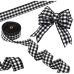 Funarty Black and White Buffalo Plaid Ribbon Christmas Wired Edged Ribbon 2.5 Inches x 24 Yards for Christmas Tree Bows, Wreath Decoration, Gift Wrapping and Crafts