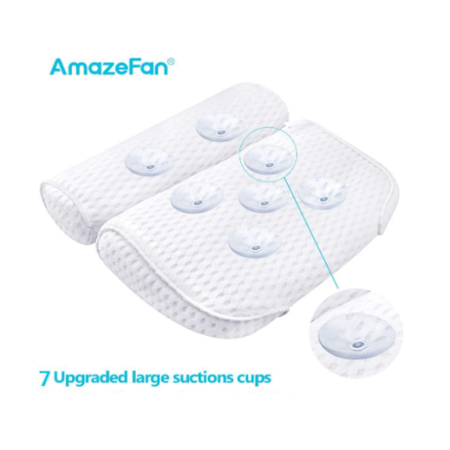 AmazeFan Bath Pillow, Bathtub Spa Pillow with 4D Air Mesh Technology and 7 Suction Cups