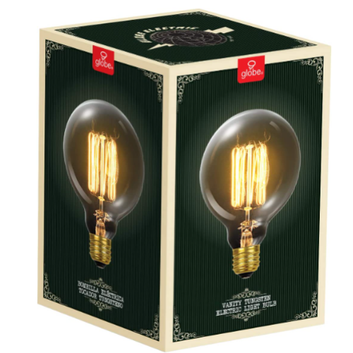 Globe Electric 60W Vintage Edison G30 Vanity Tungsten Incandescent Filament Light Bulb, E26 Standard Base, 245 Lumens