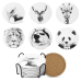 Coasters for Drinks, Absorbent Drink Coasters with Holder (6-Piece Set), Marble Coasters, Ceramic Coasters Set for Home and Kitchen - Animal