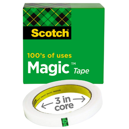 Scotch Magic Tape, 1 Roll, Numerous Applications, Invisible, Engineered for Repairing, 1 x 2592 Inches, 3 Inch Core