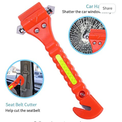 Car Safety Hammer Emergency Escape Tool with Seat Belt Cutter and Vehicle Window Glass Breaker with Light Reflective Tape