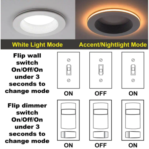 4 in. Color Selectable CCT Integrated LED Recessed Light Trim with Night Light 