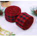  2 Rolls Red and Black Plaid Burlap Ribbon Wired Ribbon Christmas Wrapping Ribbon for Christmas Crafts Decoration, Floral Bows Craft