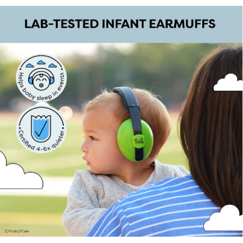 Friday 7Care Baby Ear Protection; Noise Cancelling Sound Proof Infant Headphones; Baby Travel Essential Baby Ear Muffs, Infant Noise Protection - Green