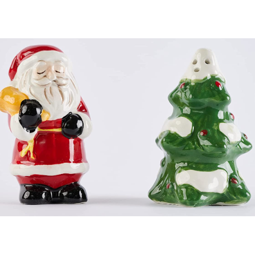 Mud Pie Christmas Tree and Santa Salt & Pepper Shaker Set