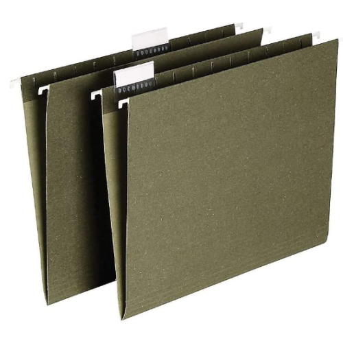 Hanging File Folders 5-Tab Letter Size Standard Green 25 ct