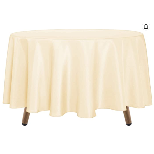 RUIBAO HOME 90" Round Polyester Tablecloth for Parties, Wedding, Party, Events, Banquet, Buffet- 90 Inch Cocktail Table Water Proof Wrinkle Free Cream Color