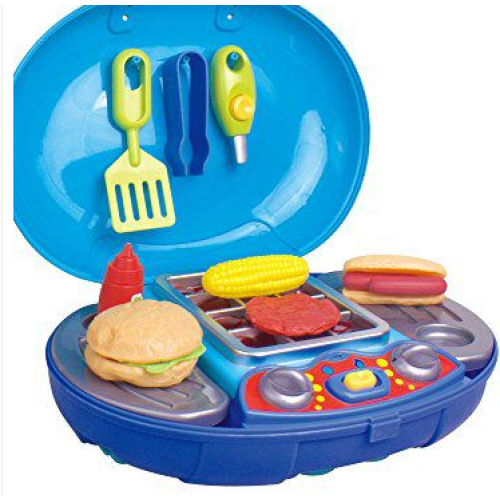 Qun Feng Super Fun Portable Toy Barbecue Grill Playset For Kids Using With DollsBlue