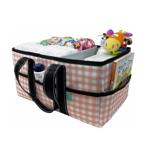 Early Hugs Diaper Caddy, Nursery Storage Organizer, Baby Gift Bag, Black & White Plaid