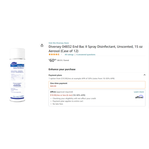 Disinfectant, Unscented, 15 oz Aerosol (Case of 12)