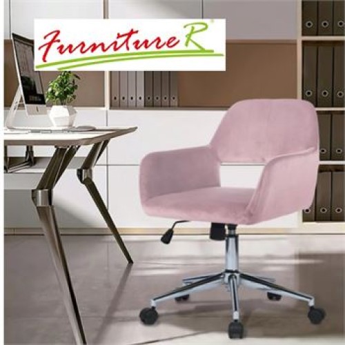 Furniture R ross chrome velvet blush task chair