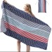 Hyhyco Soft BeachTowels-Sand Free Beach Towel Oversized - Large Beach Towel Patriotic Pattern -Personalized Beach Towel 35.5"x 71"(Blue Starry-Stripes)