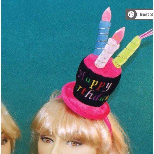 LIGHT UP Happy Birthday Cake Hat Headband comes with 3 Candles and makes a fun addition for any Birthday Party or Event. Comes in Pink 