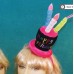 LIGHT UP Happy Birthday Cake Hat Headband comes with 3 Candles and makes a fun addition for any Birthday Party or Event. Comes in Pink 