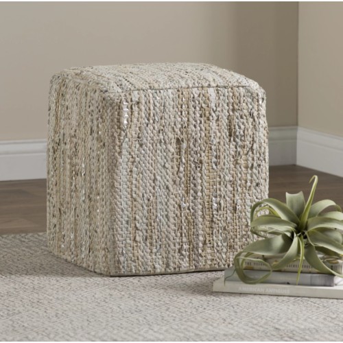 Dace 16'' Wide Faux Leather Square Pouf Ottoman Mistana