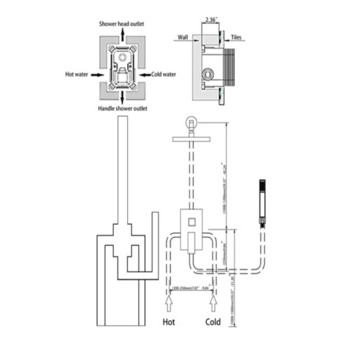 Brushed Nickel Complete Shower System With Rough-In Valve Upgauge