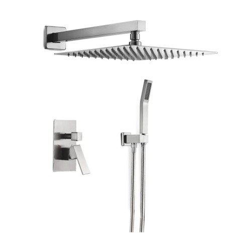 Brushed Nickel Complete Shower System With Rough-In Valve Upgauge