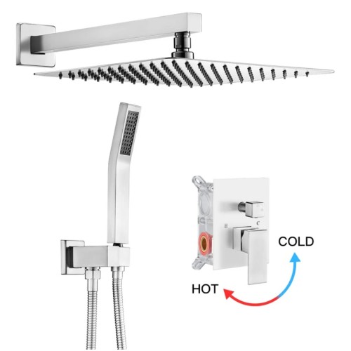 Brushed Nickel Complete Shower System With Rough-In Valve Upgauge