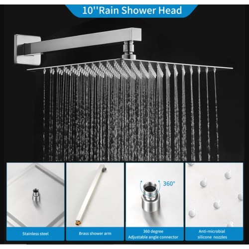 Brushed Nickel Complete Shower System With Rough-In Valve Upgauge