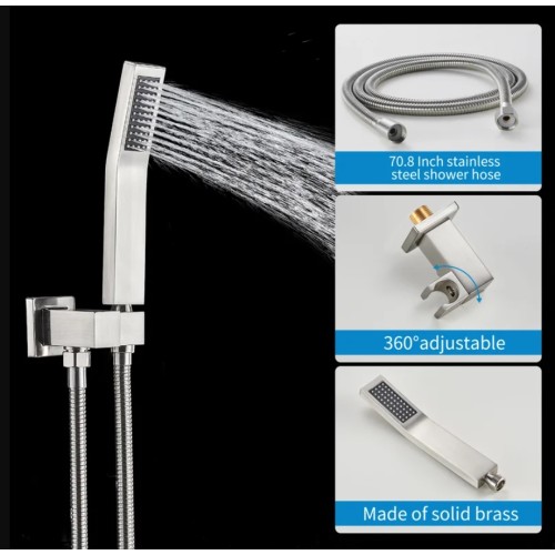 Brushed Nickel Complete Shower System With Rough-In Valve Upgauge