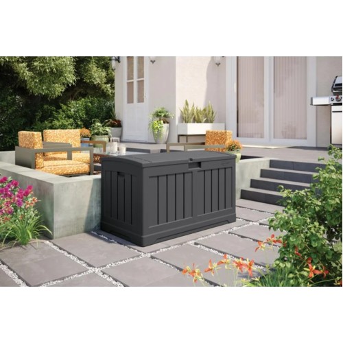 Suncast 50 Gallons Gallon Water Resistant Resin Lockable Deck Box in Peppercorn