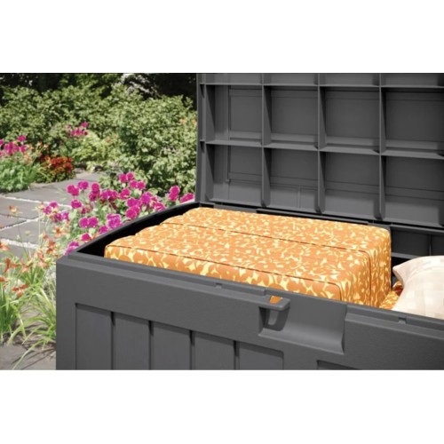 Suncast 50 Gallons Gallon Water Resistant Resin Lockable Deck Box in Peppercorn