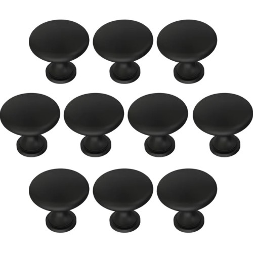 Garrett Mushroom Knob Matte Black Multipack Franklin Brass (Set of 10)