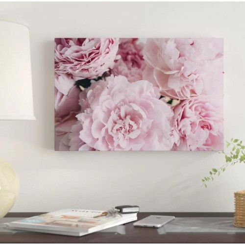 Pink Peonies Top by Chelsea Victoria - Gallery-Wrapped Canvas Giclée on Canvas Etta Avenue 8" H x 12" W x 0.75" D