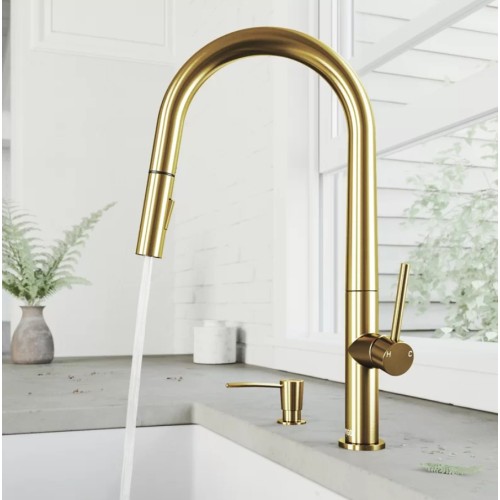 Vigo Greenwich Pull Down Single Handle Kitchen Faucet with Soap Dispenser VG02029MGK2 