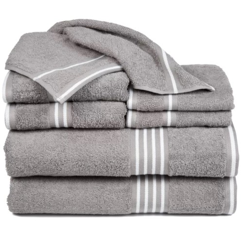 Silver 8 Piece 100% Cotton Towel Set Three Posts