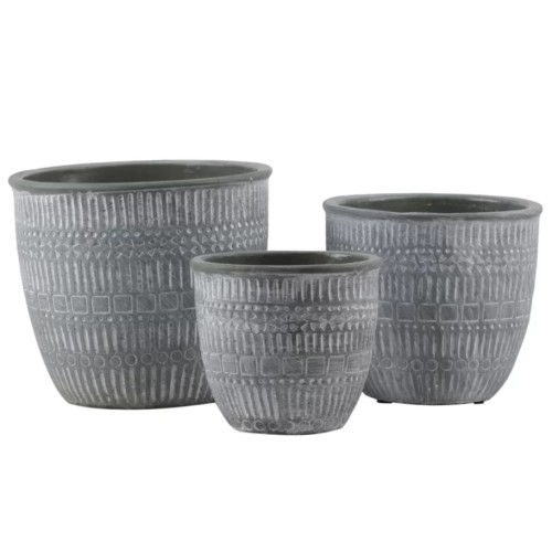 Weatherwax Tall Round 3-Piece Cement Pot Planter Set - Gracie Oaks