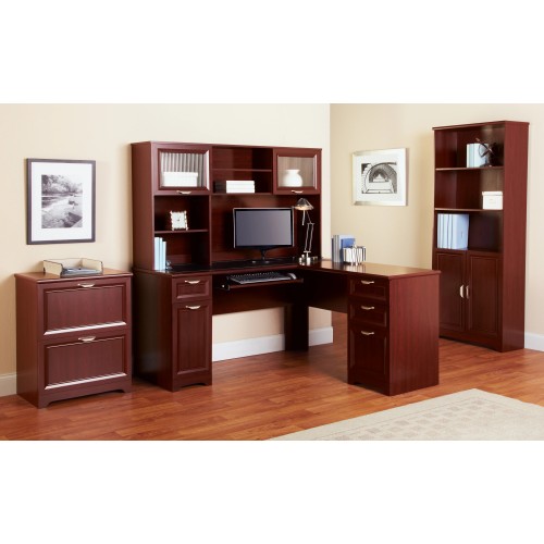 Realspace Magellan 59"W L-Shape Corner Desk, Classic Cherry