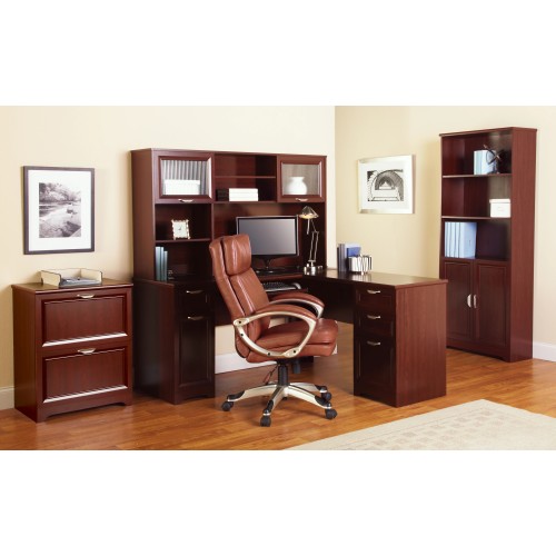 Realspace Magellan 59"W L-Shape Corner Desk, Classic Cherry