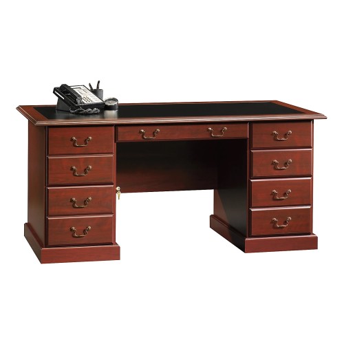 Sauder Heritage Hill 65"W Double-Pedestal Desk, Classic Cherry