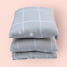 Simply Essential 3-Piece Windowpane Plaid Throw Blanket and Throw Pillow Bundle in Silver