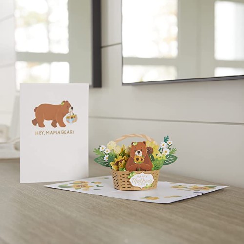 Lovepop Mama Bear Basket Pop-Up Card – Mother’s Day Card – Handcrafted 3D Pop-Up Greeting Card for Her – Mother’s Day Love Card, 5 x 7”