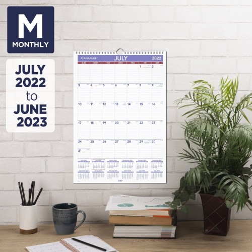 AT-A-GLANCE 2022-2023 Wall Calendar, Monthly Academic, 12" x 17", Medium, Wirebound (PMA228)