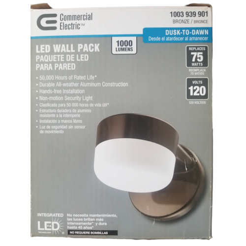 LED Wall Pack Light,1000 Lumens, Dusk to Dawn Outdoor Security Light