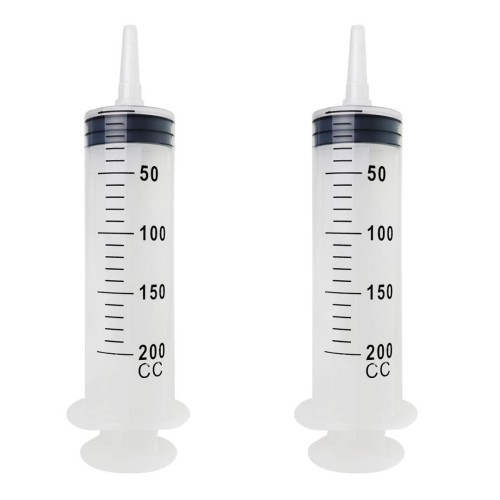  200 ml, 200 cc, Large Plastic Syringe for Scientific and Industrial Use, Sterile, Individually Packed. (Pack of 2)