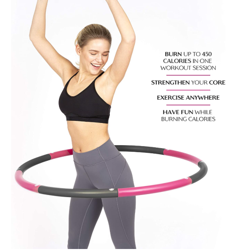 HEALTHYMODELLIFE Exercise Fitness Hoop for Adults - Easy to Spin, Premium Quality and Soft Padding Weighted Hoop