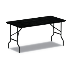  Alera Wood Folding Table, 71.88w x 17.75d x 29.13h, Black