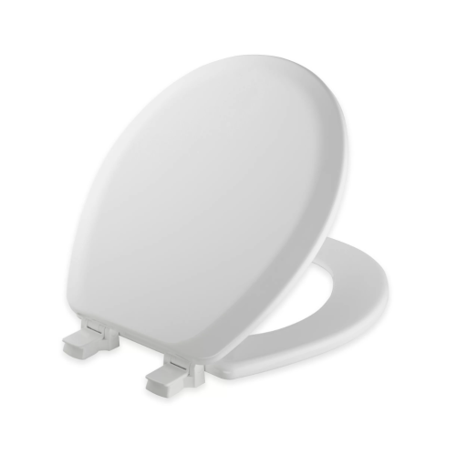 Mayfair Round Molded Wood Toilet Seat in White with Easy Clean & Change™ Hinge