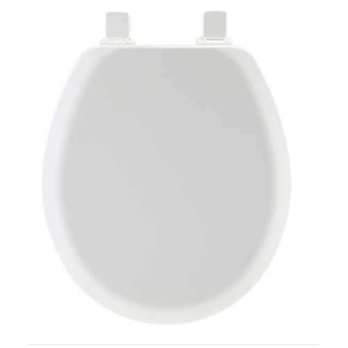 Mayfair Round Molded Wood Toilet Seat in White with Easy Clean & Change™ Hinge