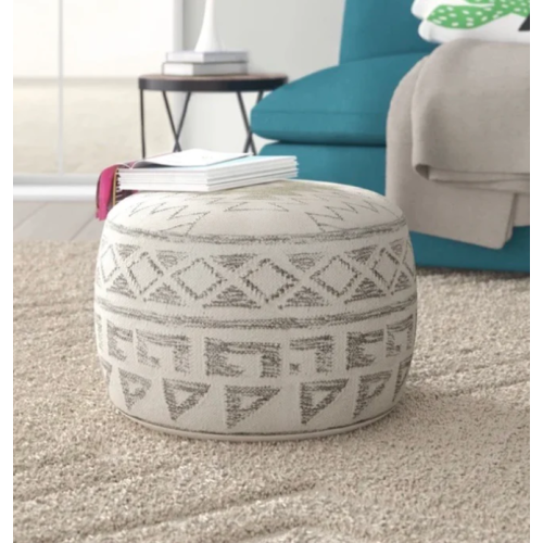 Maisy 28'' Wide Round Geometric Pouf Ottoman