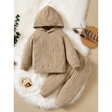 Baby Raglan Sleeve Rib-knit Hoodie & Sweatpants