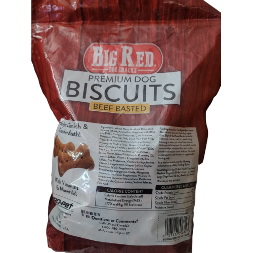 Big Red Dog Treats,BEED BASTED Biscuits, 4 lb Bag