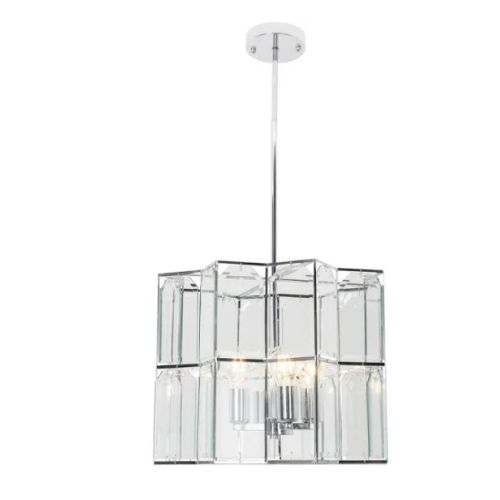 Octavia 4-Light Polished Chrome 8-Point Drum Chandelier with Geometric Glass Shade